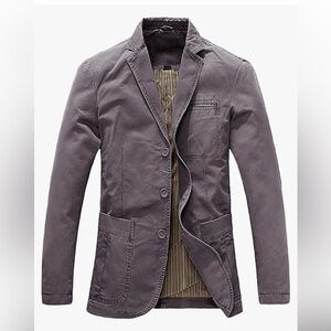 Chouyatou Men's Gray Casual 3 button lined cotton twill Blazer size XL
